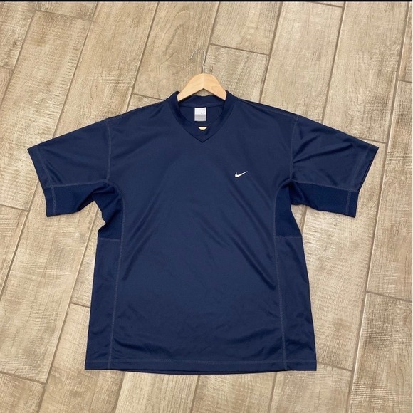 Nike Other - VTG Nike Dri-Fit Shirt Unisex L Navy Blue SS V-neck Mesh Performance Workout Y2K
